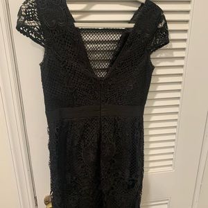 Black lace cap sleeve dress